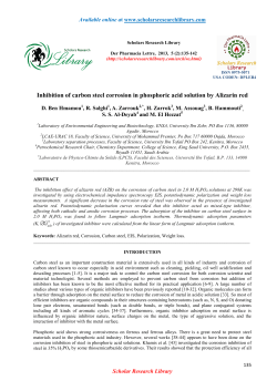 Inhibition of carbon steel corrosion in phosphoric acid solution by