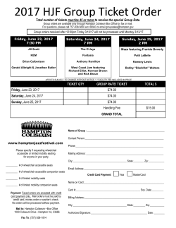 2017 HJF Group Ticket Order