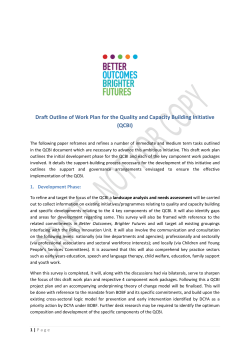 Draft Outline of Work Plan for the Quality and Capacity Building
