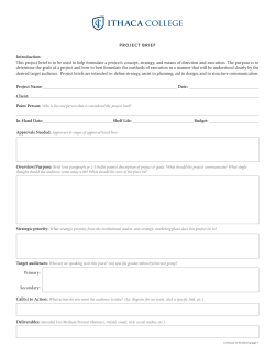 PROJECT BRIEF Introduction: This project brief is to be used to help