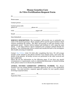 Mouse Genetics Core In Vitro Fertilization Request Form