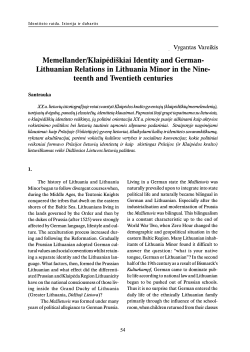 Memellander/Klaipėdi&scaron;kiai Identity and German Lithuanian