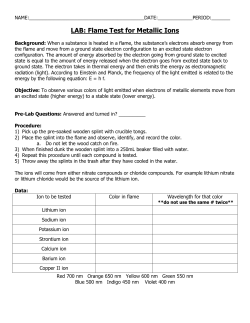 LAB: Flame Test for Metallic Ions