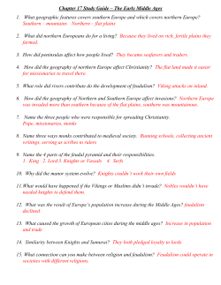 Chapter 17 Study Guide – The Early Middle Ages 1. What