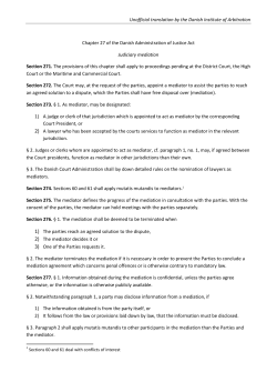 Unofficial translation by the Danish Institute of Arbitration Chapter 27