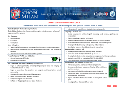 Grade 5 Curriculum Newsletter Unit 1 Please read about what your