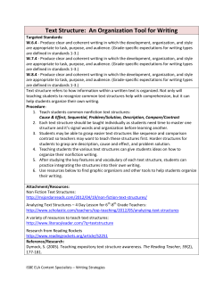 Text Structure: An Organization Tool for Writing
