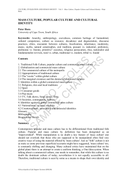 Mass Culture, Popular Culture and Cultural Identity