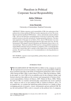 Pluralism in Political Corporate Social Responsibility