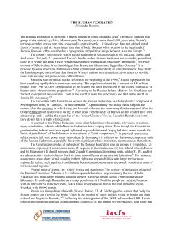 LEGISLATIVE AND EXECUTIVE GOVERNANCE IN THE RUSSIAN