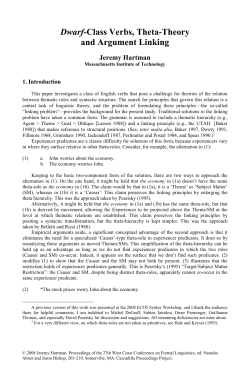 Dwarf-Class Verbs, Theta-Theory and Argument Linking