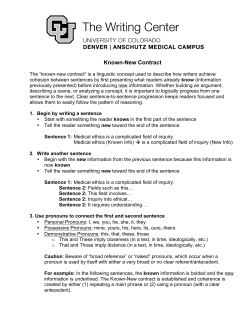 Known-New Contract (Cohesion Between Sentences)
