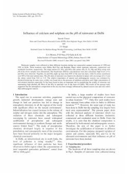 Influence of calcium and sulphate on the pH of rainwater at Delhi