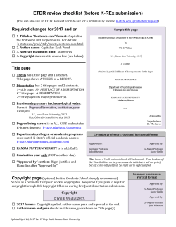 ETDR Review Checklist