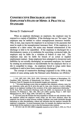 Constructive Discharge and the Employer`s State of