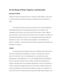 On the Study of Riots, Pogroms, and Genocide