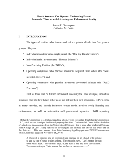 1 Don`t Assume a Can Opener: Confronting Patent