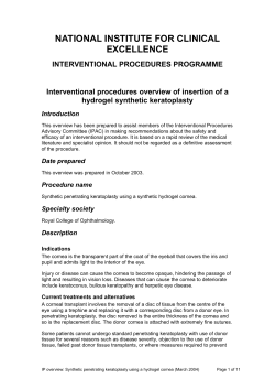 Overview of insertion of hydrogel keratoprosthesis