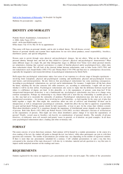 Personal Identity and Morality