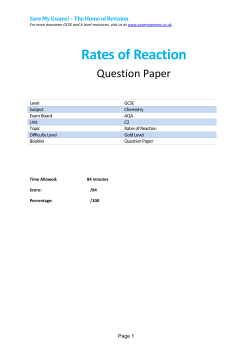 Rates of Reaction