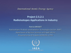 I. Radioisotope Production and Radiation Technology I.1