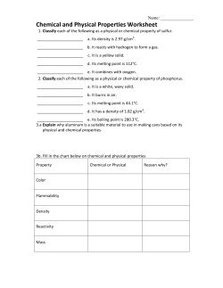 Chemical and Physical Properties Worksheet
