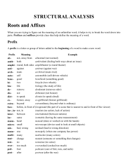 STRUCTURAL ANALYSIS Roots and Affixes
