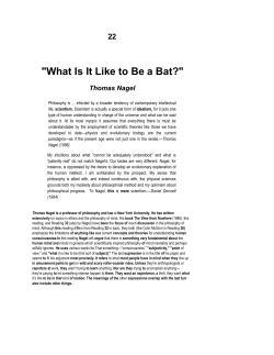 "What Is It Like to Be a Bat?"