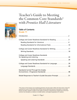 Teacher`s Guide to Meeting the Common Core