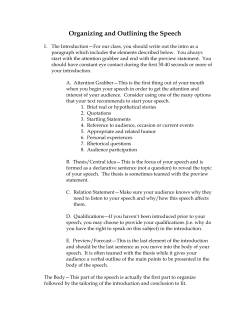 Organizing and Outlining the Speech