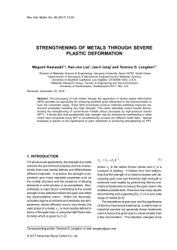 STRENGTHENING OF METALS THROUGH SEVERE PLASTIC