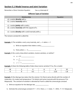 Section 5.1 Model Inverse and Joint Variation