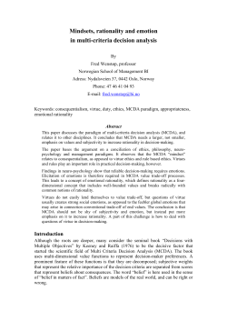 mindsets, rationality and emotion in mcda