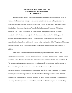 1 The Properties of Water and the Water Cycle Elizabeth Bilfinger