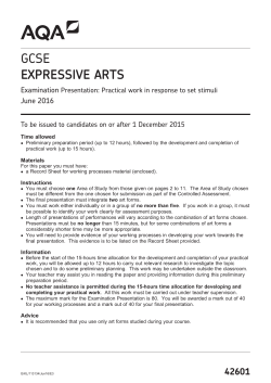 GCSE Expressive Arts Question paper Unit 01 - Examination
