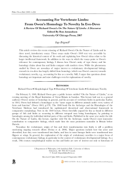 Accounting For Vertebrate Limbs: From Owen`s Homology To