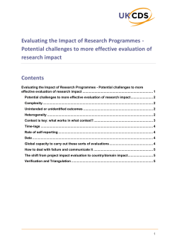Potential challenges to more effective evaluation of research impact