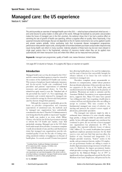 Managed care: the US experience