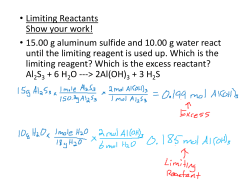 • Limiting Reactants Show your work! • 15.00 g aluminum sulfide