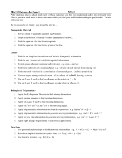 Mth 111 Outcomes for Exam 1