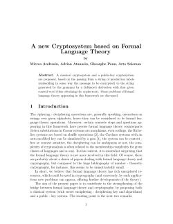 A new Cryptosystem based on Formal Language Theory