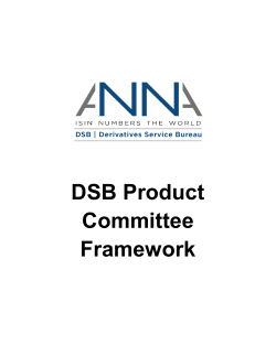 DSB Product Committee Framework