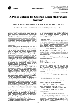 A Popov Criterion for Uncertain Systems* Linear