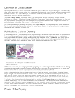 Definition of Great Schism Political and Cultural Disunity Power of