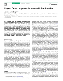 Project Coast: eugenics in apartheid South Africa