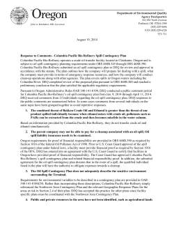 oil spill planning - Oregon Department of Environmental Quality