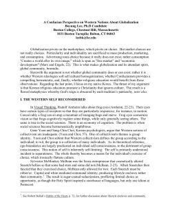 A Confucian Perspective on Western Notions About Globalization