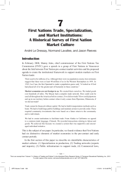 First Nations Trade, Specialization, and Market Institutions: A