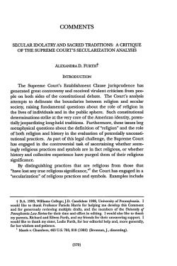 A Critique of the Supreme Court`s Secularization Analysis
