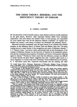 the germ theory, beriberi, and the deficiency theory